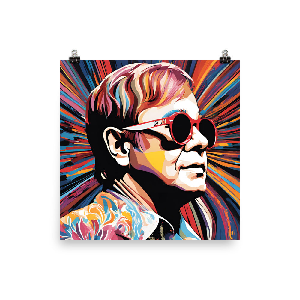 Elton John Portrait on Matte Paper Poster