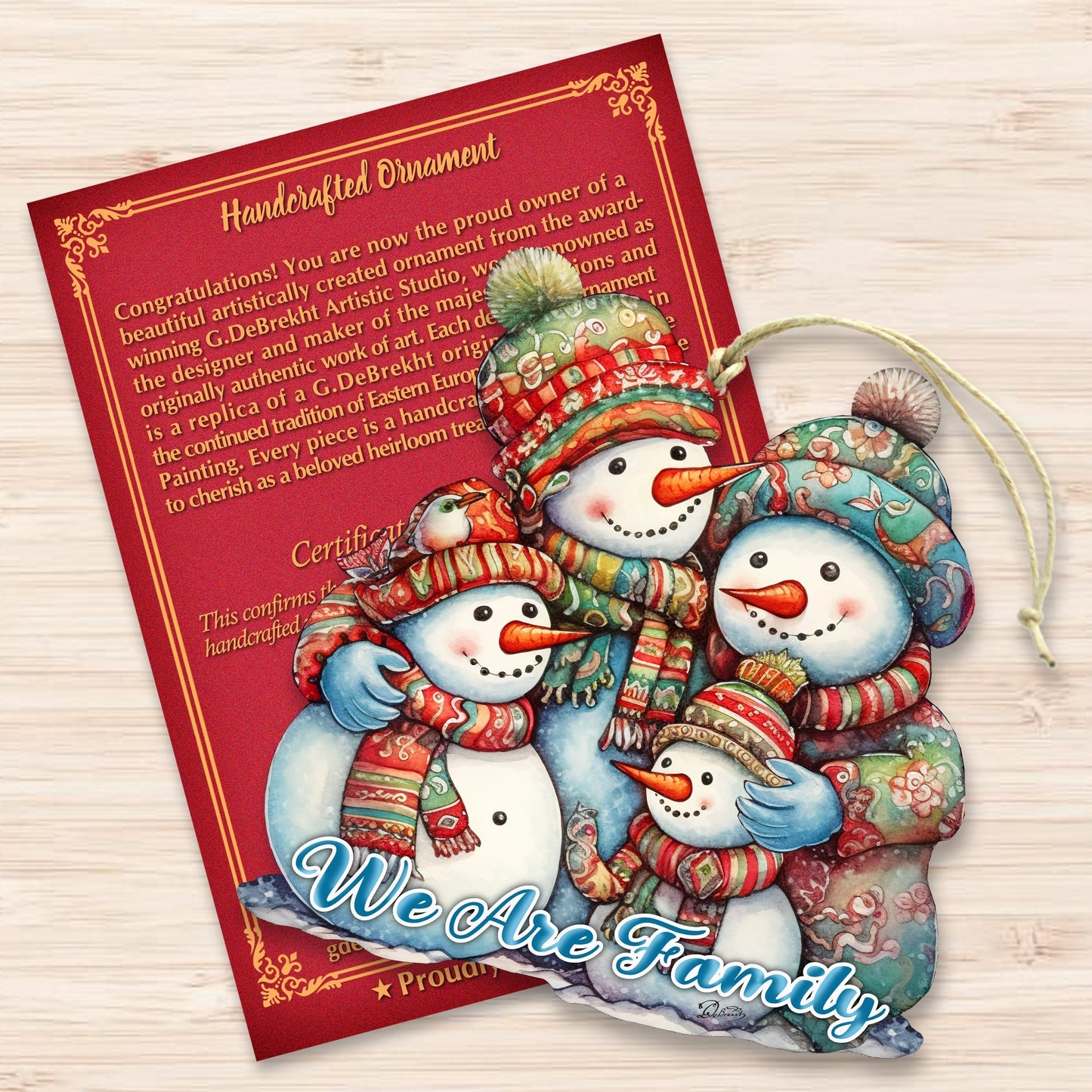 Snowmen Family Wooden Ornaments by G. Debrekht Christmas Santa Snowman Decor - 8611057