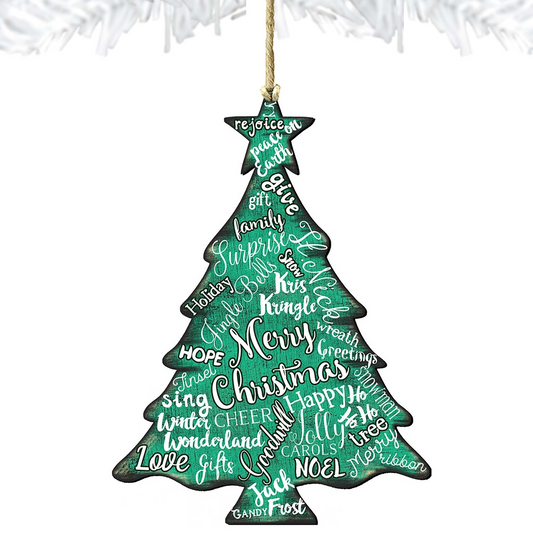 Merry Christmas Tree Wooden Ornaments - Tree Ornament by Nature Wonders - Christmas Decor - 8198112-2