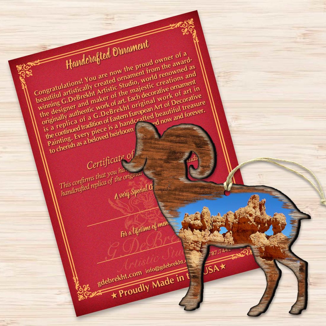 Goat Shaped Wooden Ornaments by Nature Wonders - Wildlife Holiday Decor - 8198228