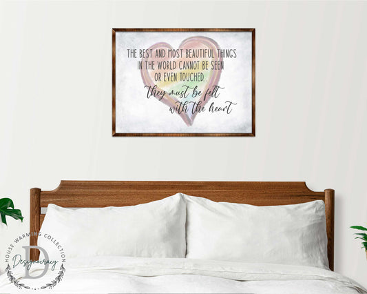Most Wonderful Things Must Be Felt With the Heart - Bedroom Wall Art - Valentines Gift - Contemporary Decor - Gift for Her - ?ÿ Anniversary Gift - Wall Decor - 310337