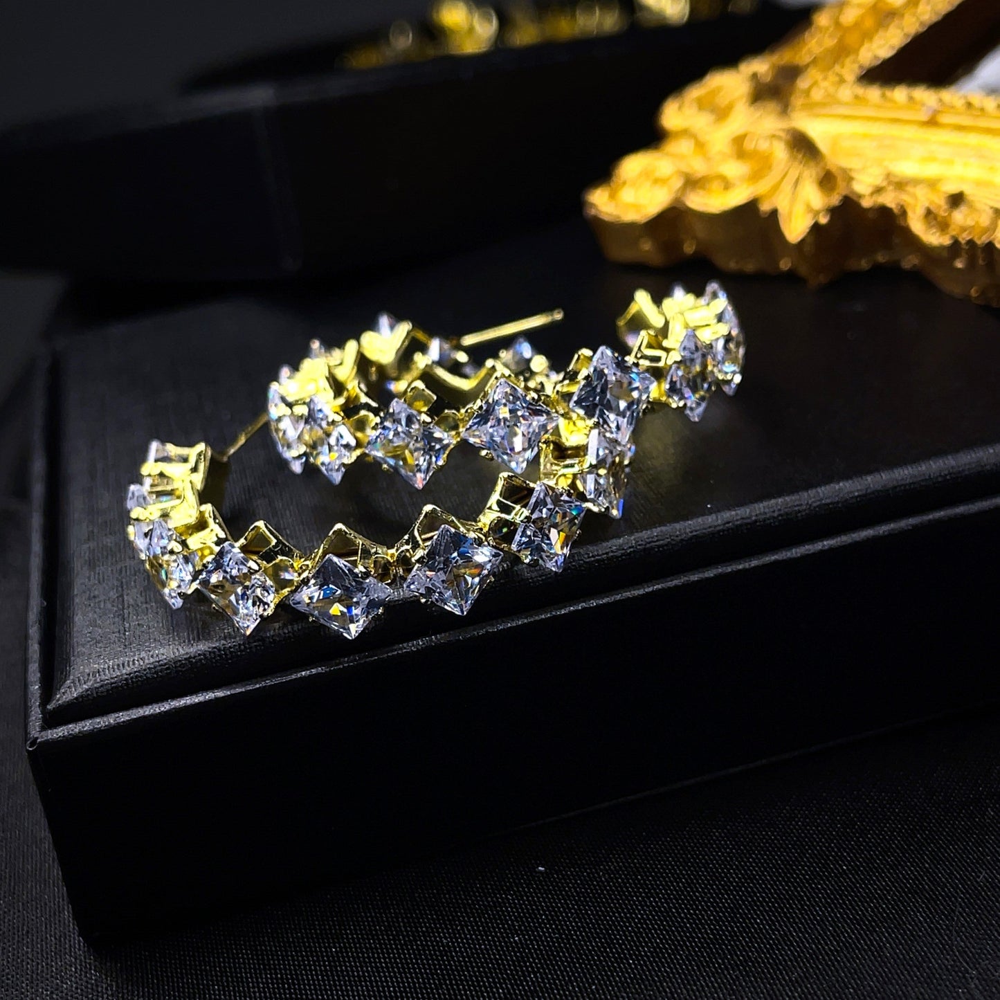Glam Crystal Hoops Earrings