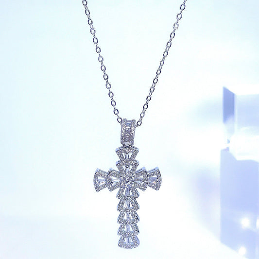 Gothic Lolita Crystal Cross Necklace