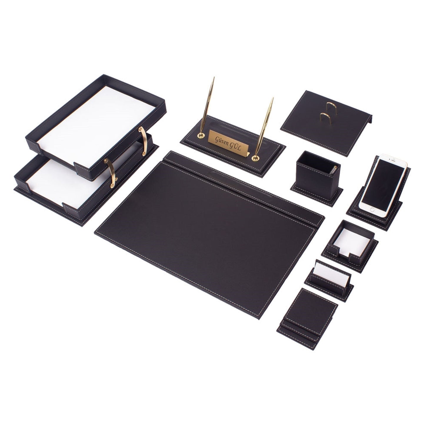 MOOG Luxury Desk Set - Double Document Tray- Green - 13 PCS