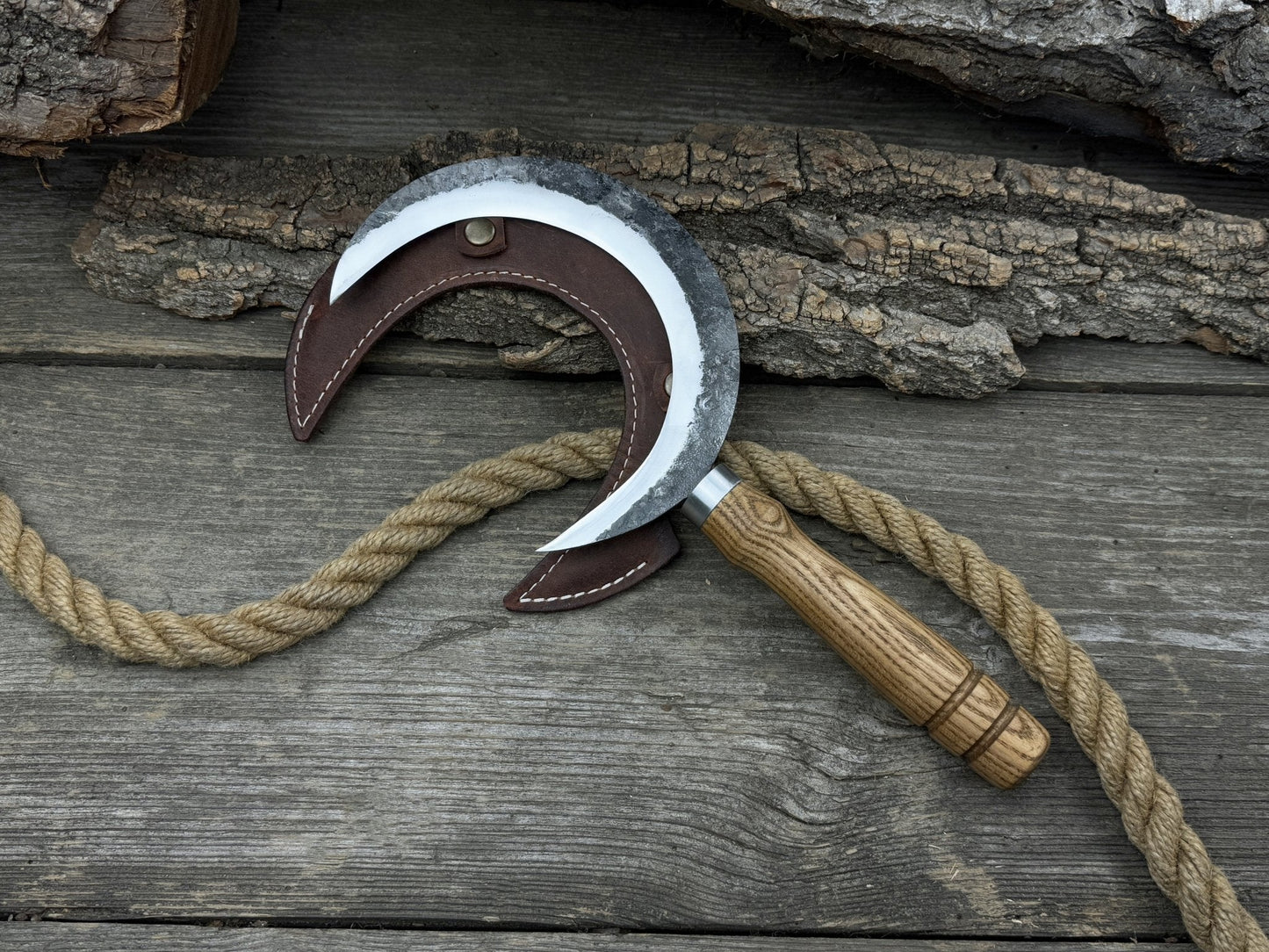 Hand-Forged Athame Ritual Witch Sickle, ⌀16.5 cm (6.5 inches)
