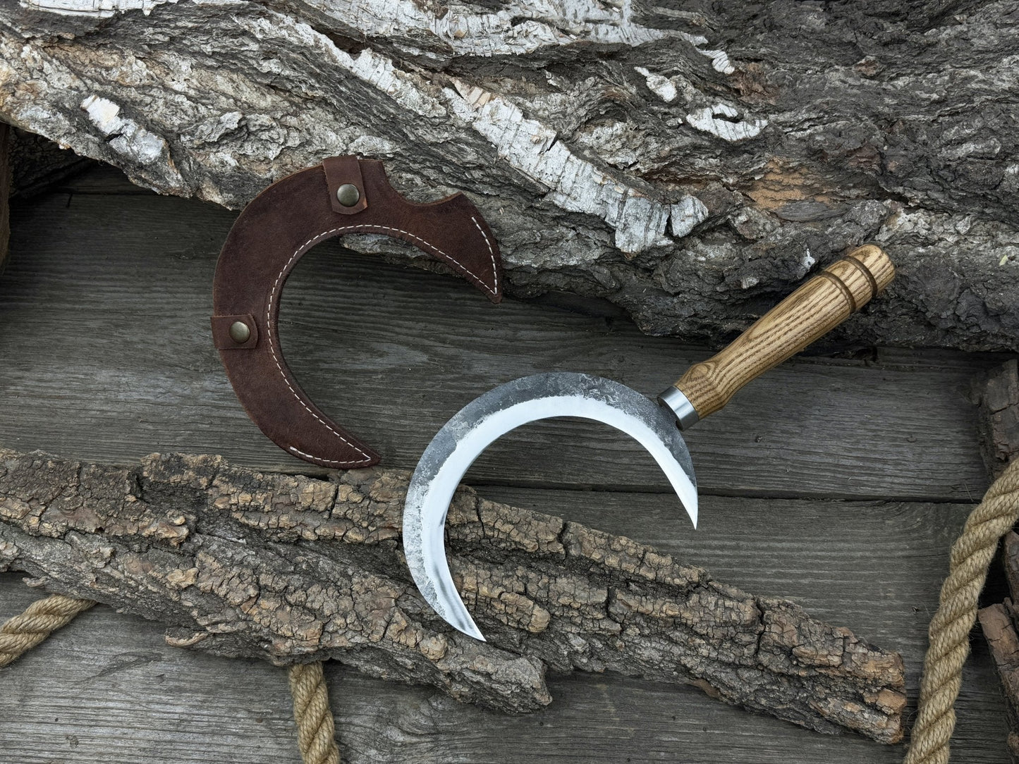 Hand-Forged Athame Ritual Witch Sickle, ⌀16.5 cm (6.5 inches)