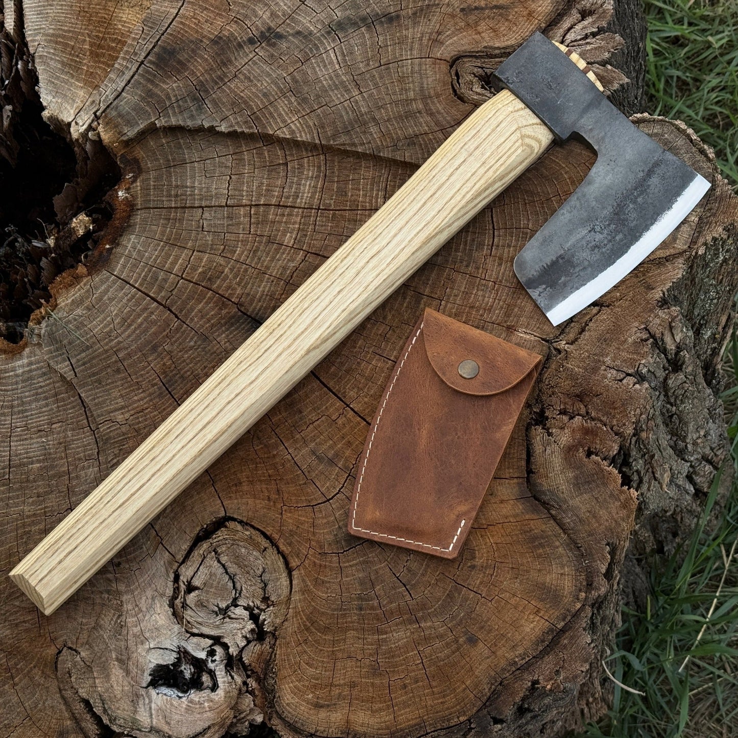Hand-Forged Carpenter's Axe with Leather Sheath, 0.84 kg (1.85 lb)