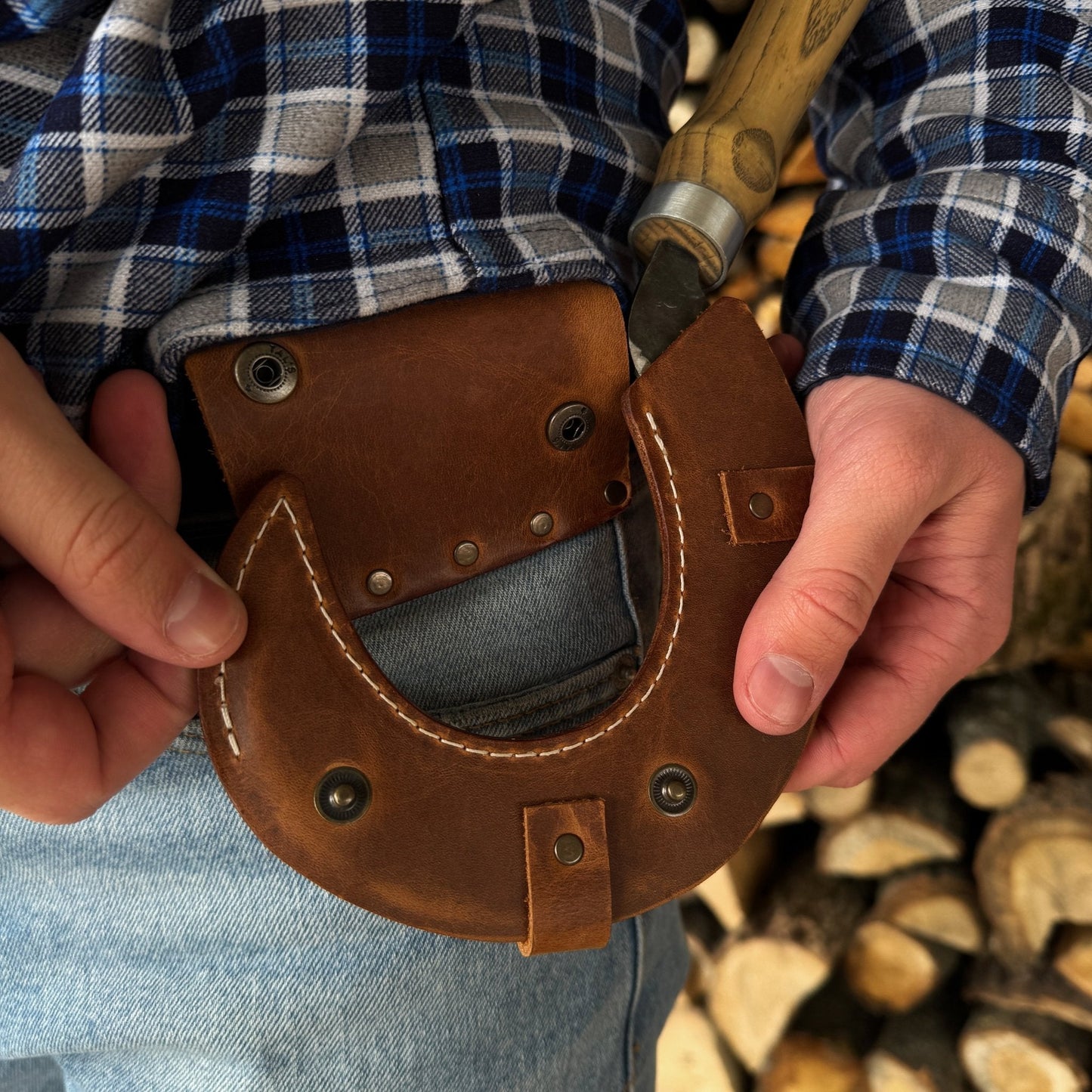Hand-Forged Small Sickle – 9 cm (3.54 inches) Blade with Leather Belt Attachment