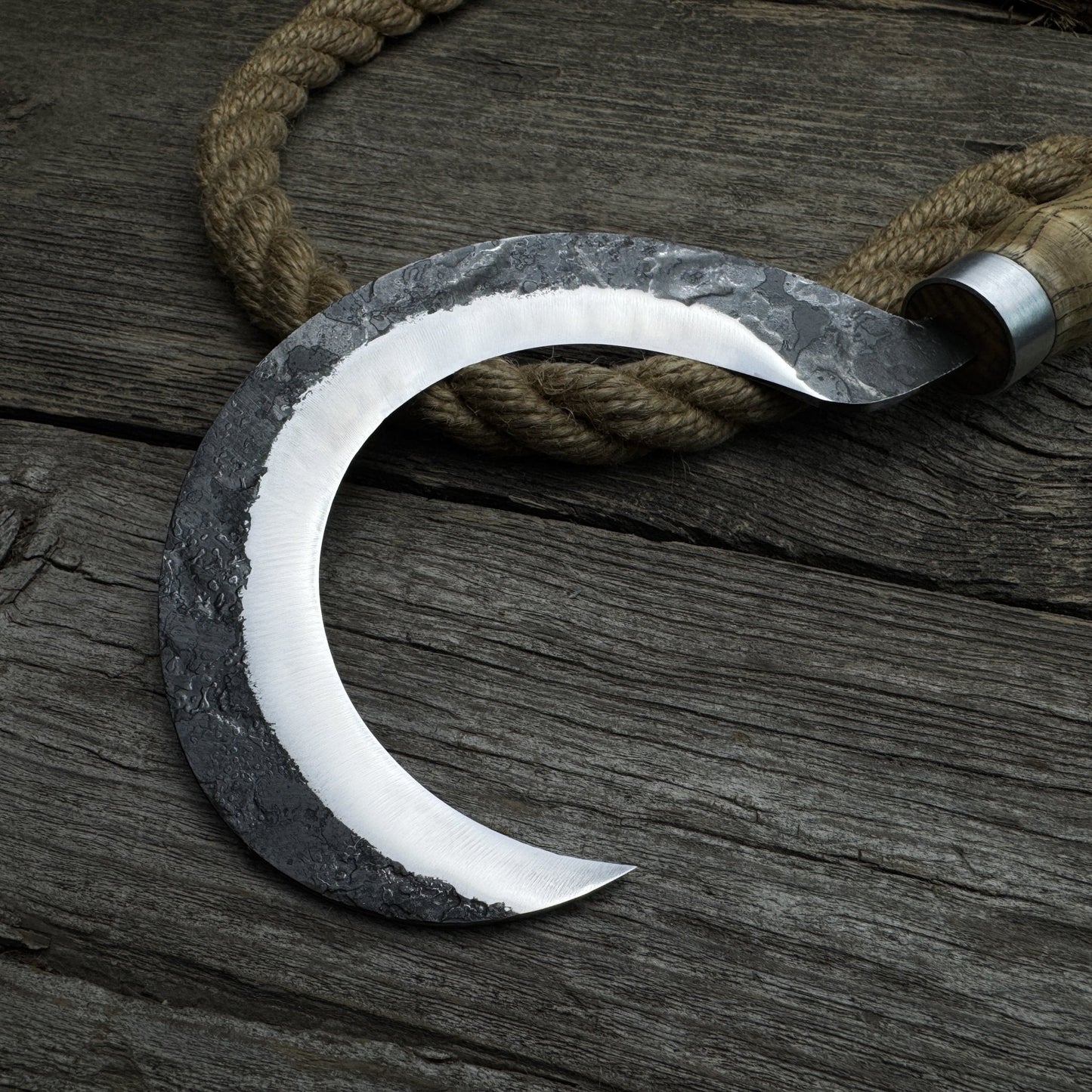 Hand-Forged Small Sickle – 9 cm (3.54 inches) Blade with Leather Belt Attachment
