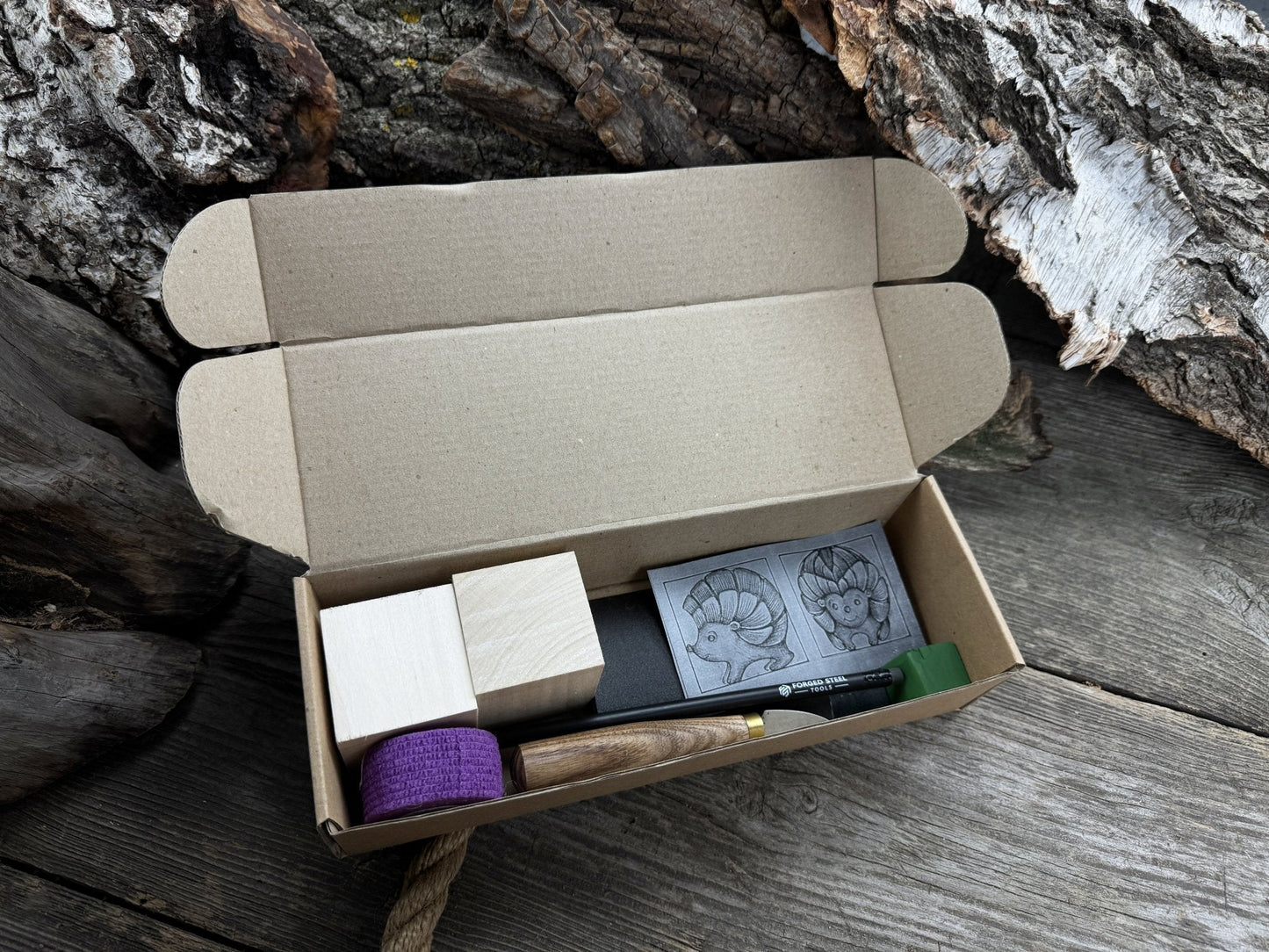 Hedgehog Carving Kit - Complete Starter Whittling Kit for Beginners, Adults, Teens, and Kids