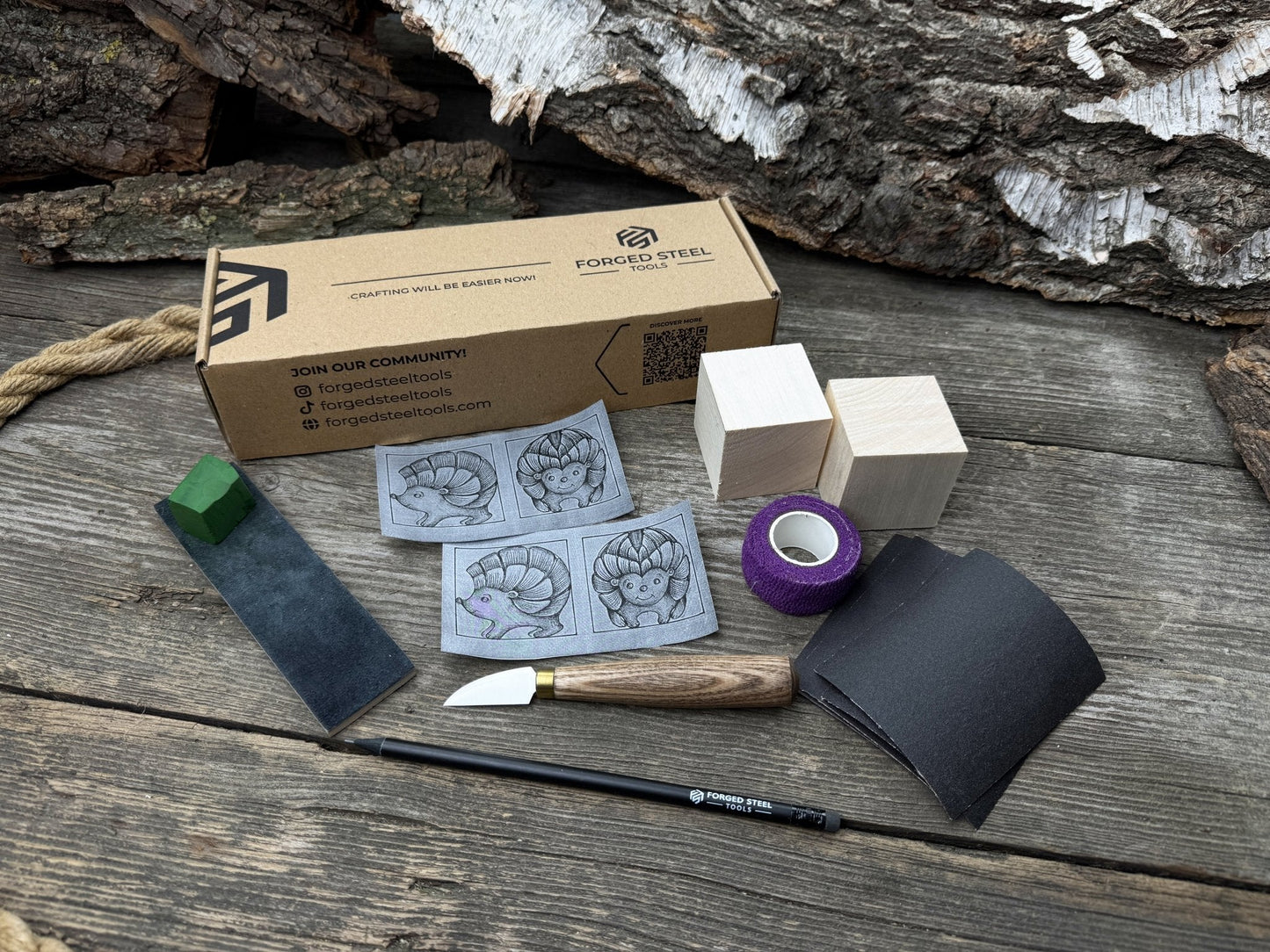 Hedgehog Carving Kit - Complete Starter Whittling Kit for Beginners, Adults, Teens, and Kids