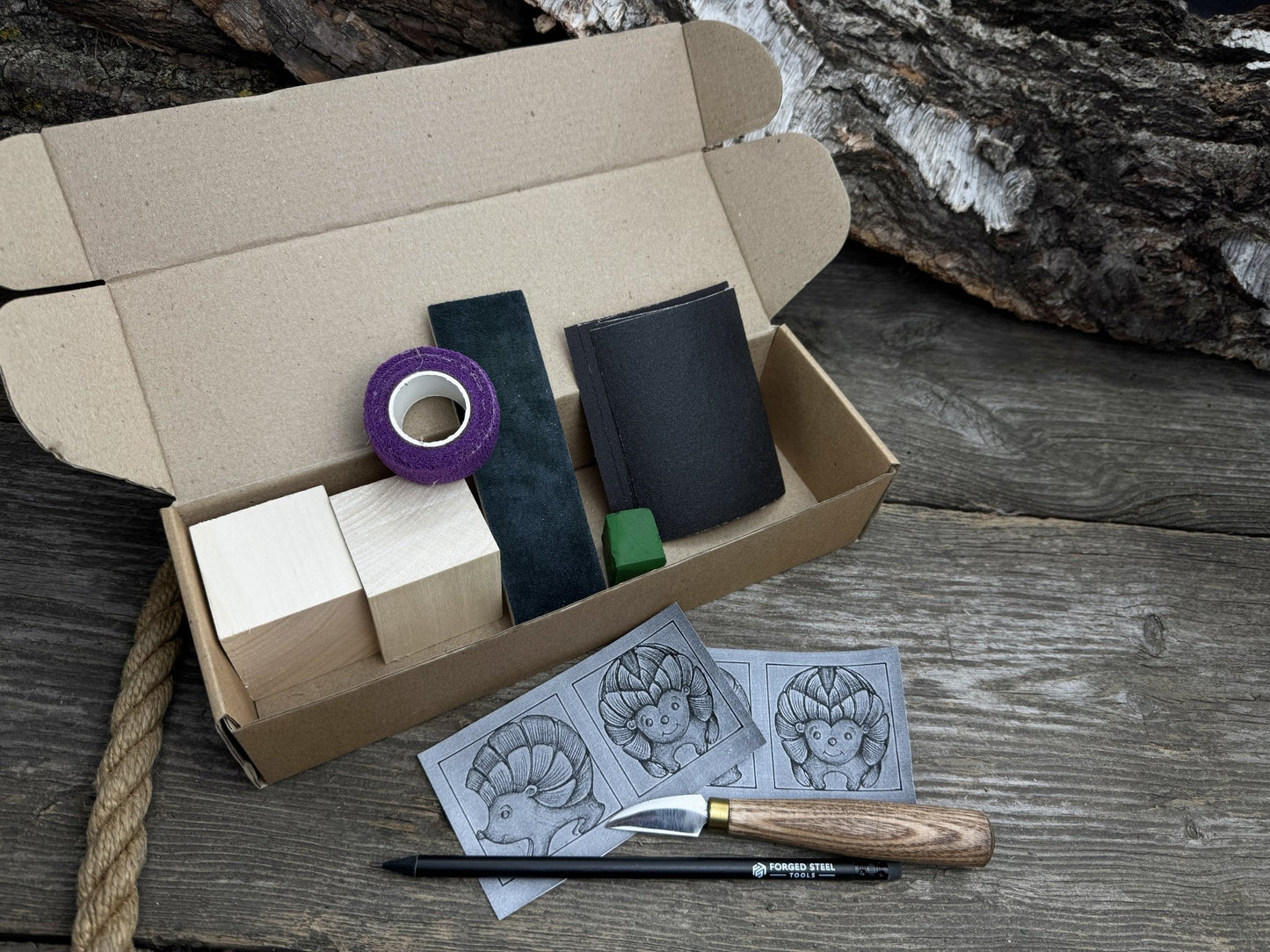 Hedgehog Carving Kit - Complete Starter Whittling Kit for Beginners, Adults, Teens, and Kids