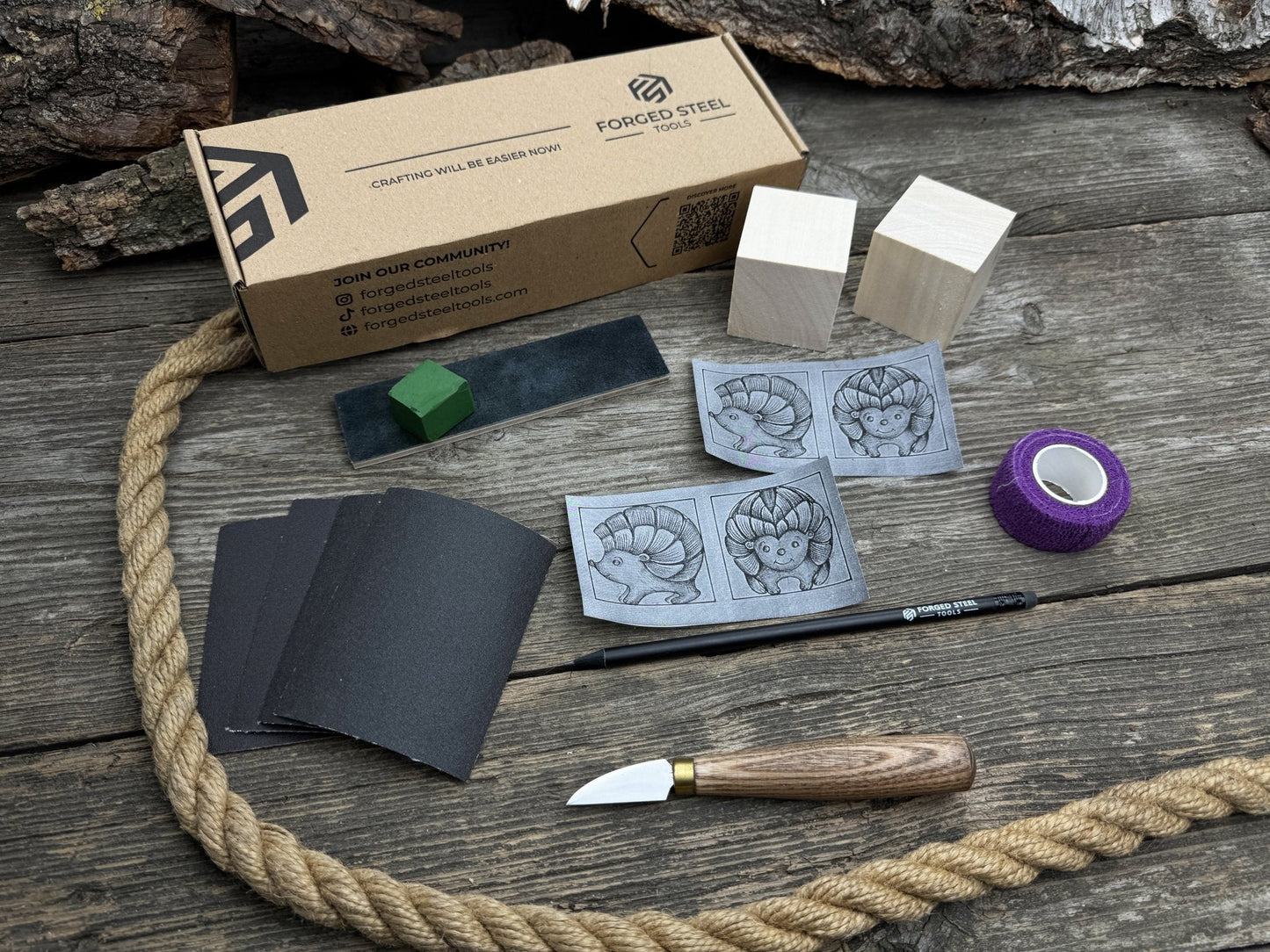 Hedgehog Carving Kit - Complete Starter Whittling Kit for Beginners, Adults, Teens, and Kids