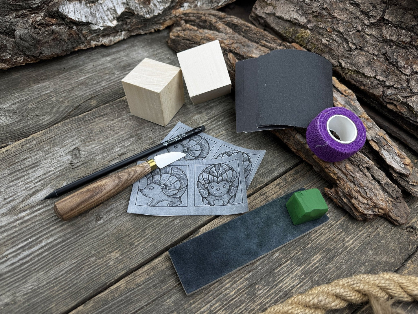 Hedgehog Carving Kit - Complete Starter Whittling Kit for Beginners, Adults, Teens, and Kids