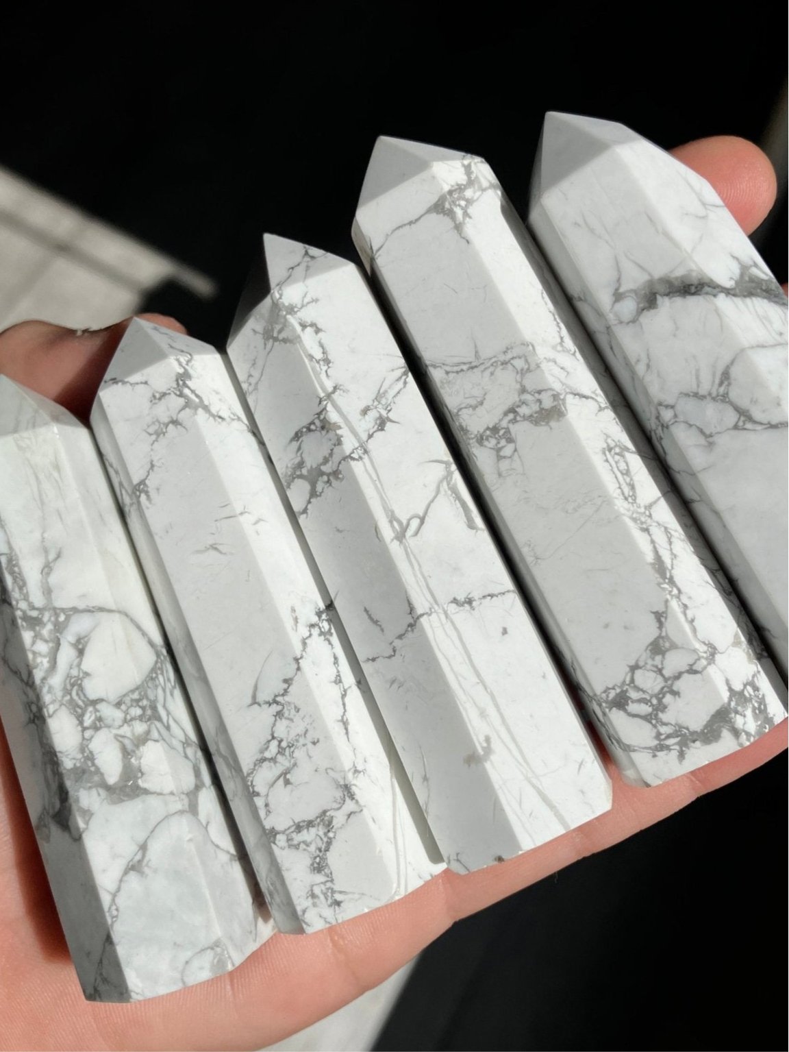 Howlite Tower – 3” to 3.5” Polished Point, Intuitive Pick