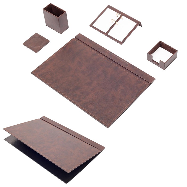 MOOG Leather Desk Set-5 Accessories -Red- 5 PCS