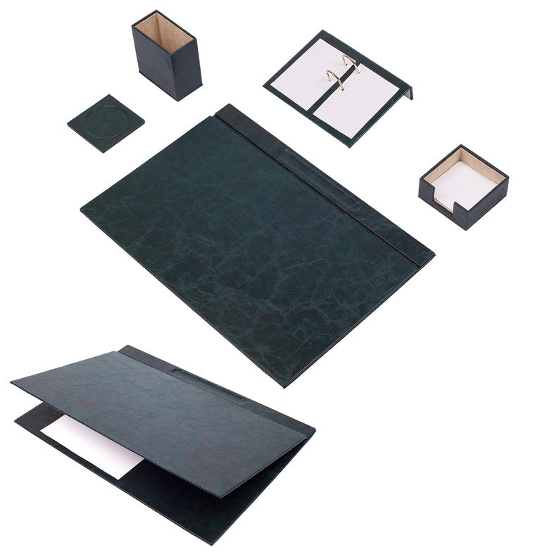 MOOG Leather Desk Set-5 Accessories -Turquoise- 5 PCS