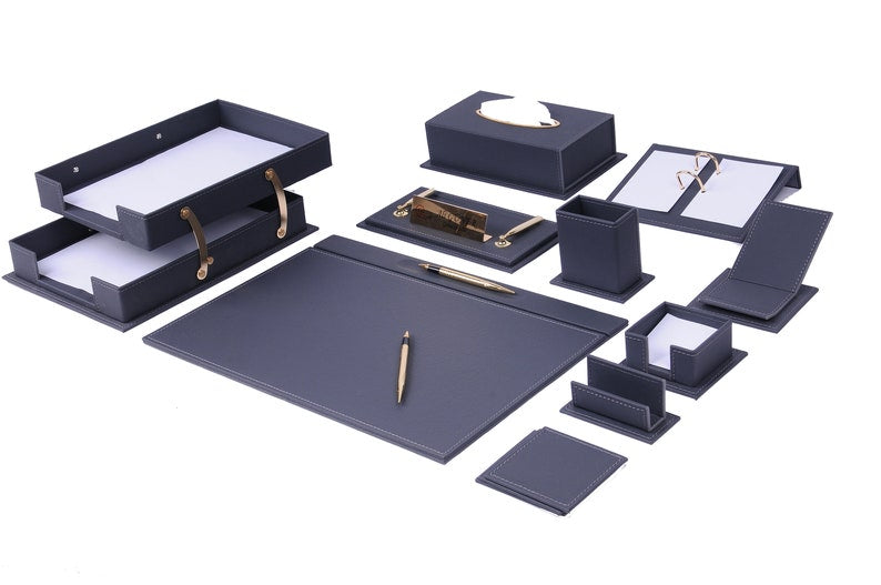MOOG Luxury Desk Set- 14 Accessories -Blue- 14 PCS