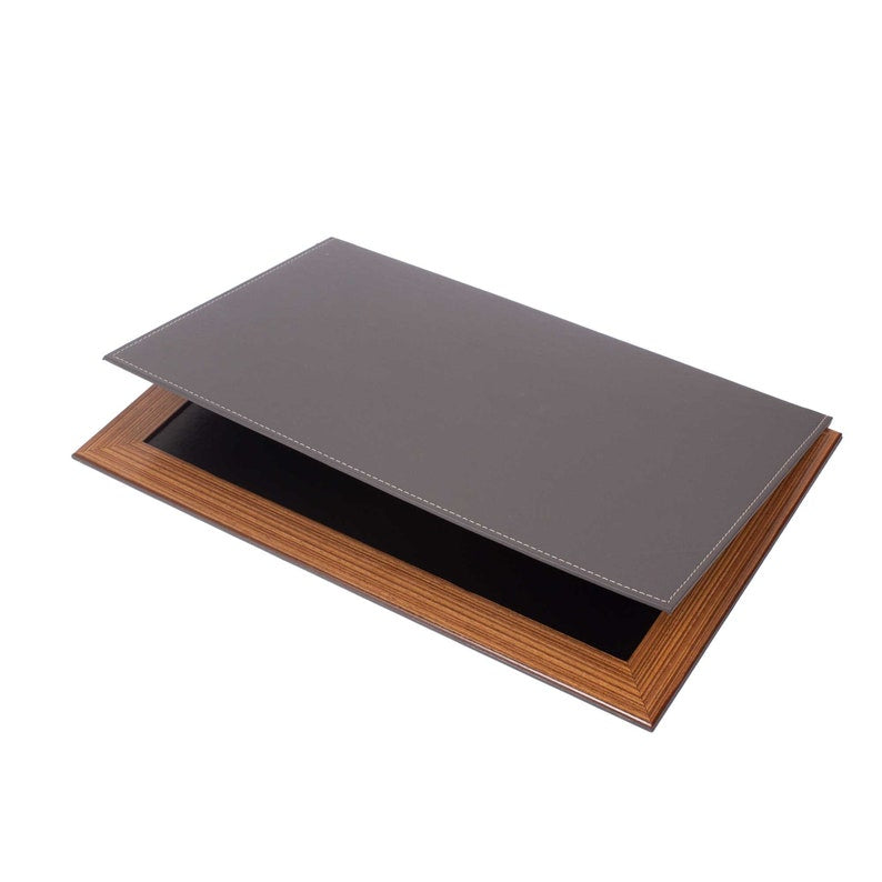 MOOG Leather Desk Pad With Wood Combination -Green Leather