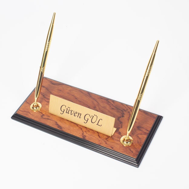 MOOG Prestige  Personalized Wooden Brown Desk Set - 8 PCS