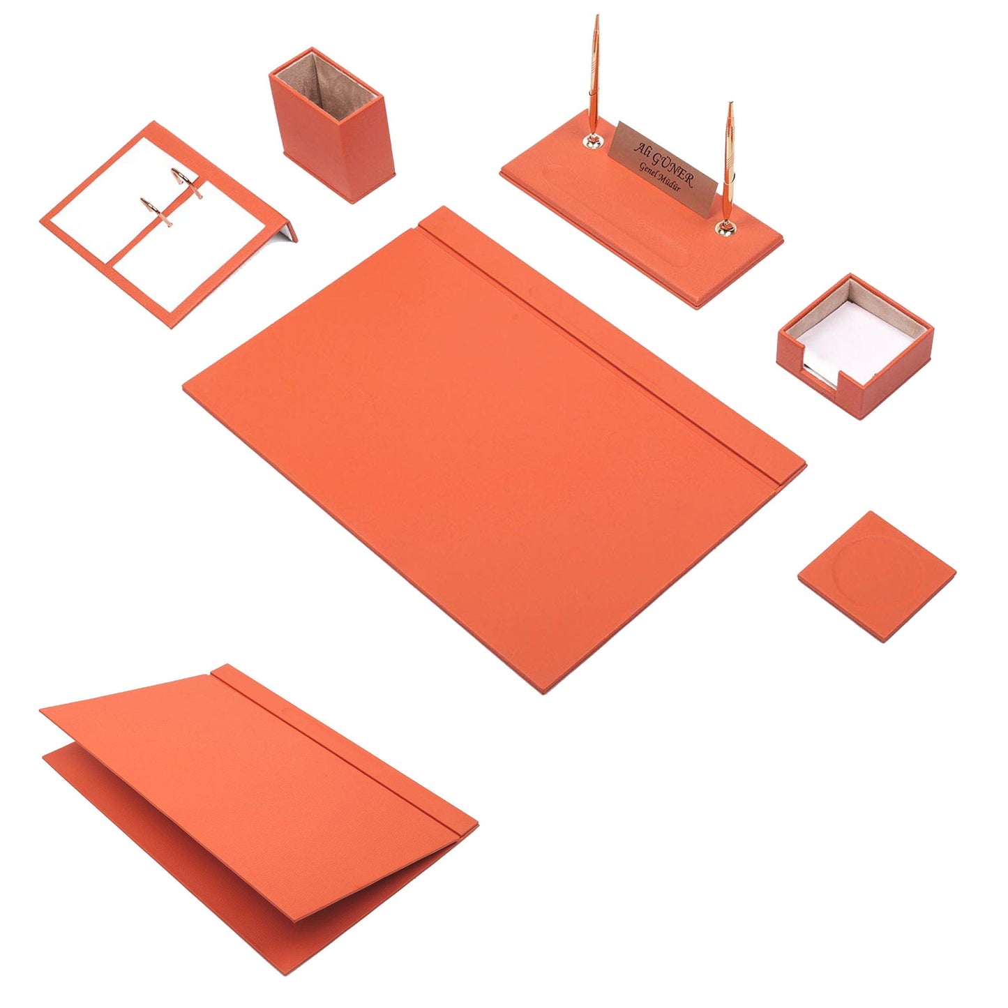 MOOG Leather Desk Set-8 Accessories - White - 8 PCS