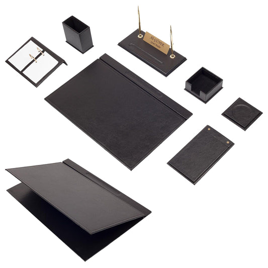 MOOG Leather Desk Set -Black - 9 PCS
