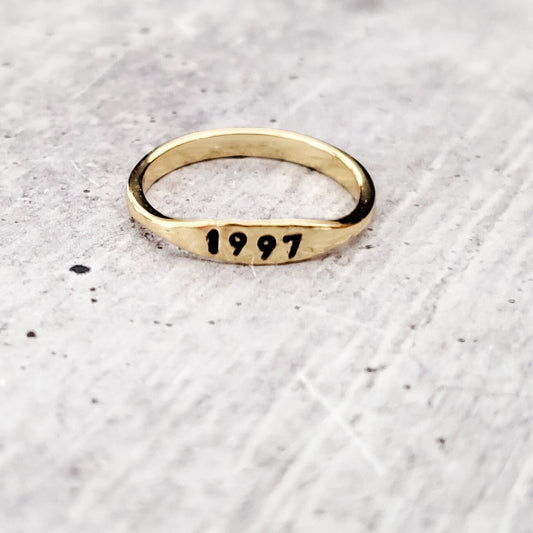 Dainty Gold or Silver Birth Year Ring
