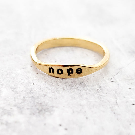 NOPE Dainty Gold or Silver Ring