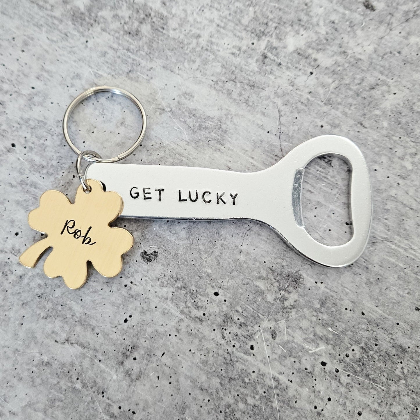 Get Lucky Personalized St. Patrick's Day Beer Bottle Opener Keychain