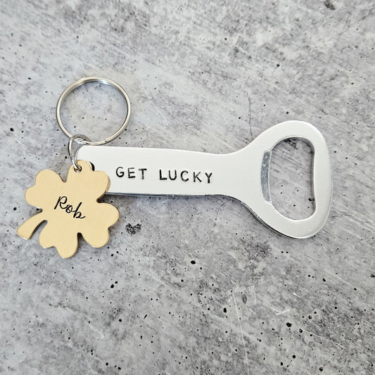 Get Lucky Personalized St. Patrick's Day Beer Bottle Opener Keychain