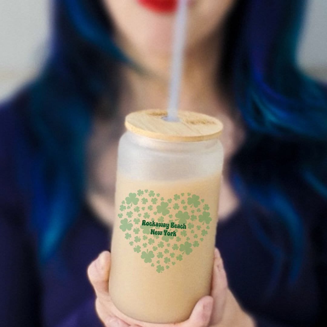 St. Patrick's Day Shamrock Customized Glass Can Cup