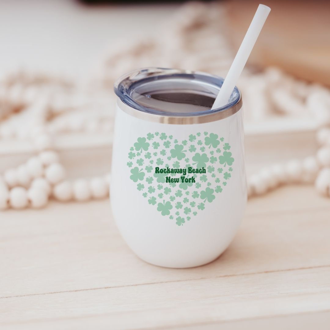 Custom St. Patrick's Day Heart Wine Tumbler