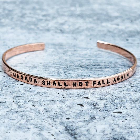 Masada Shall Not Fall Again Adjustable Skinny Cuff Bracelet