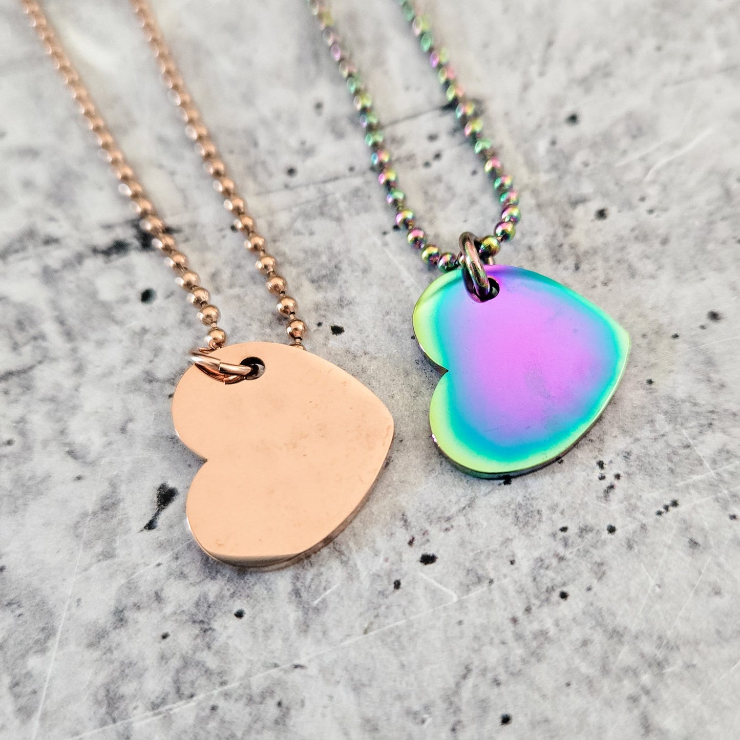Am Yisrael Chai Rose Gold or Rainbow Heart Shaped Necklace