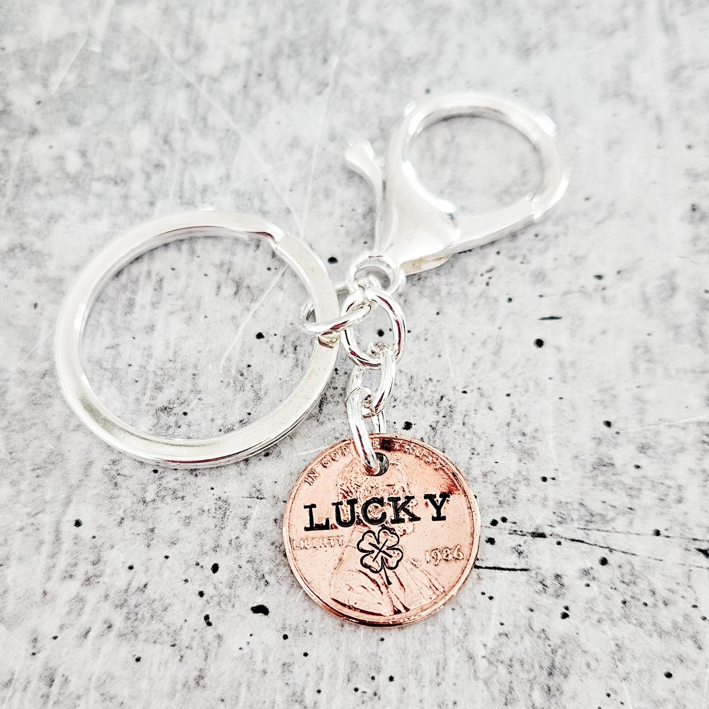Lucky Penny Four Leaf Clover Keychain