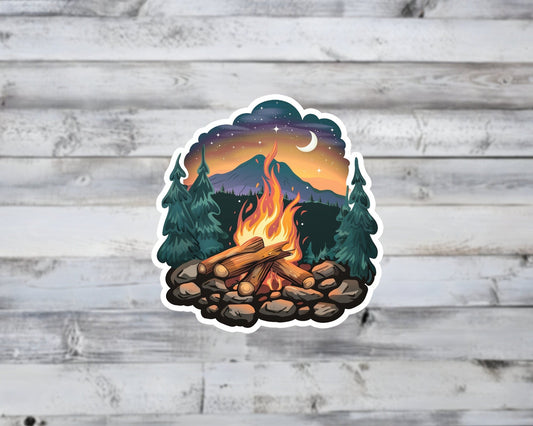 Night Campfire Vinyl Sticker