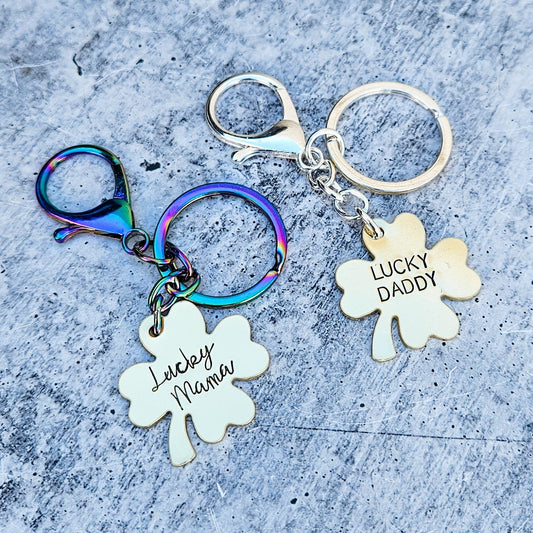 Custom Lucky Four Leaf Clover Keyring