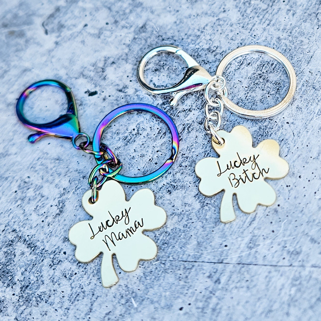Custom Lucky Four Leaf Clover Keyring