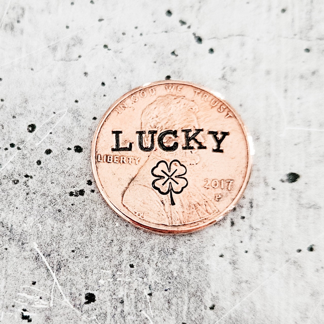 Lucky Penny Four Leaf Clover Keychain