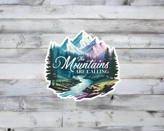 The Mountains are Calling Vinyl Sticker