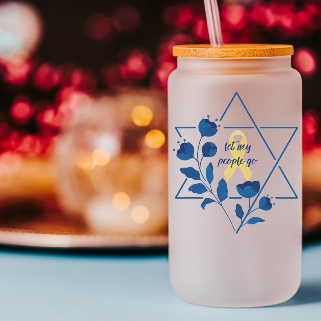 Let My People Go Yellow Ribbon Printed Glass Can Cup