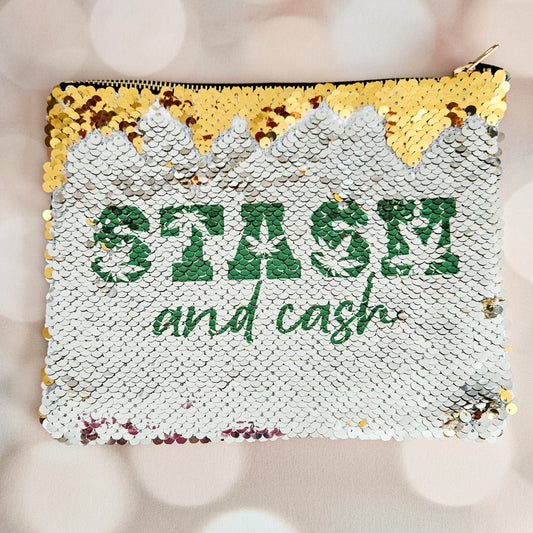 Stash and Cash 420 Sequin Cosmetic Case