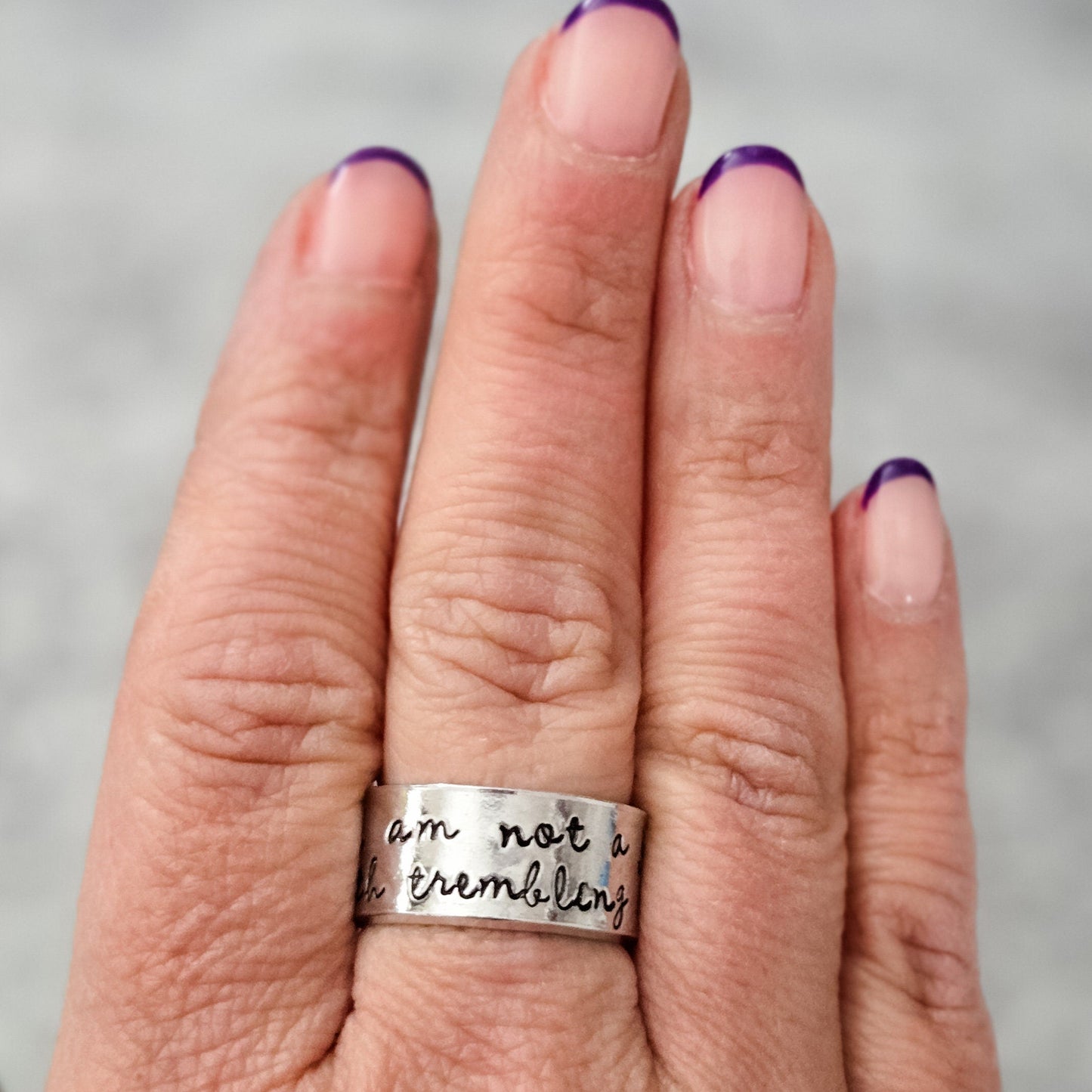 Not a Jew with Trembling Knees Open Back Wide Band Ring