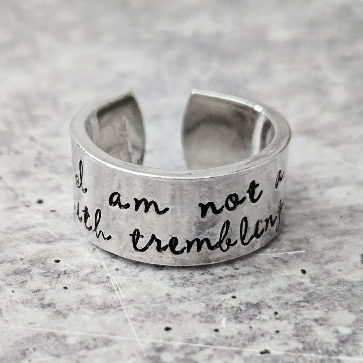 Not a Jew with Trembling Knees Open Back Wide Band Ring