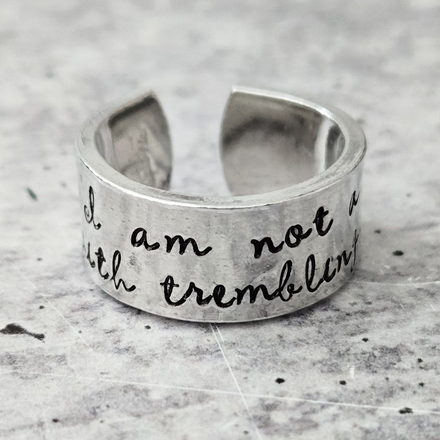 Not a Jew with Trembling Knees Open Back Wide Band Ring
