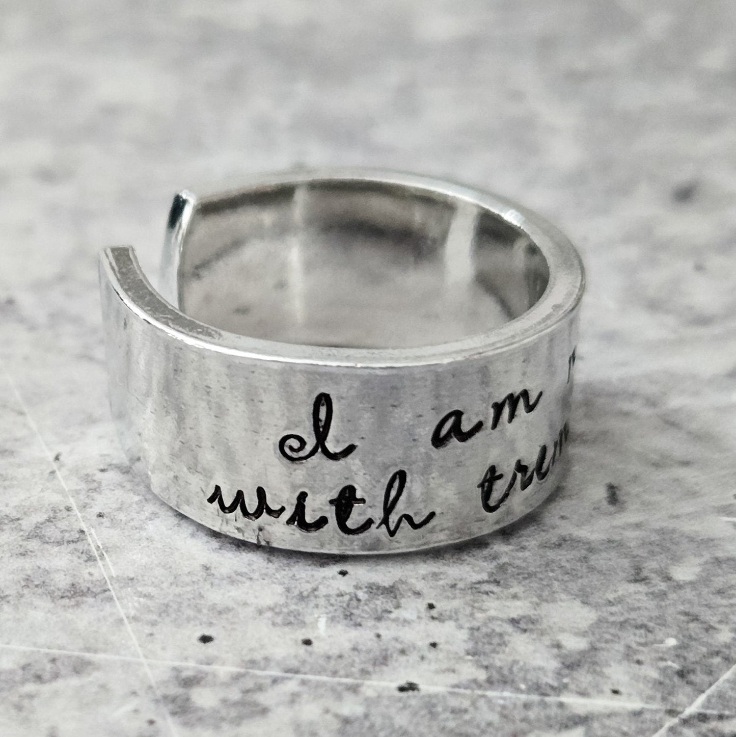 Not a Jew with Trembling Knees Open Back Wide Band Ring
