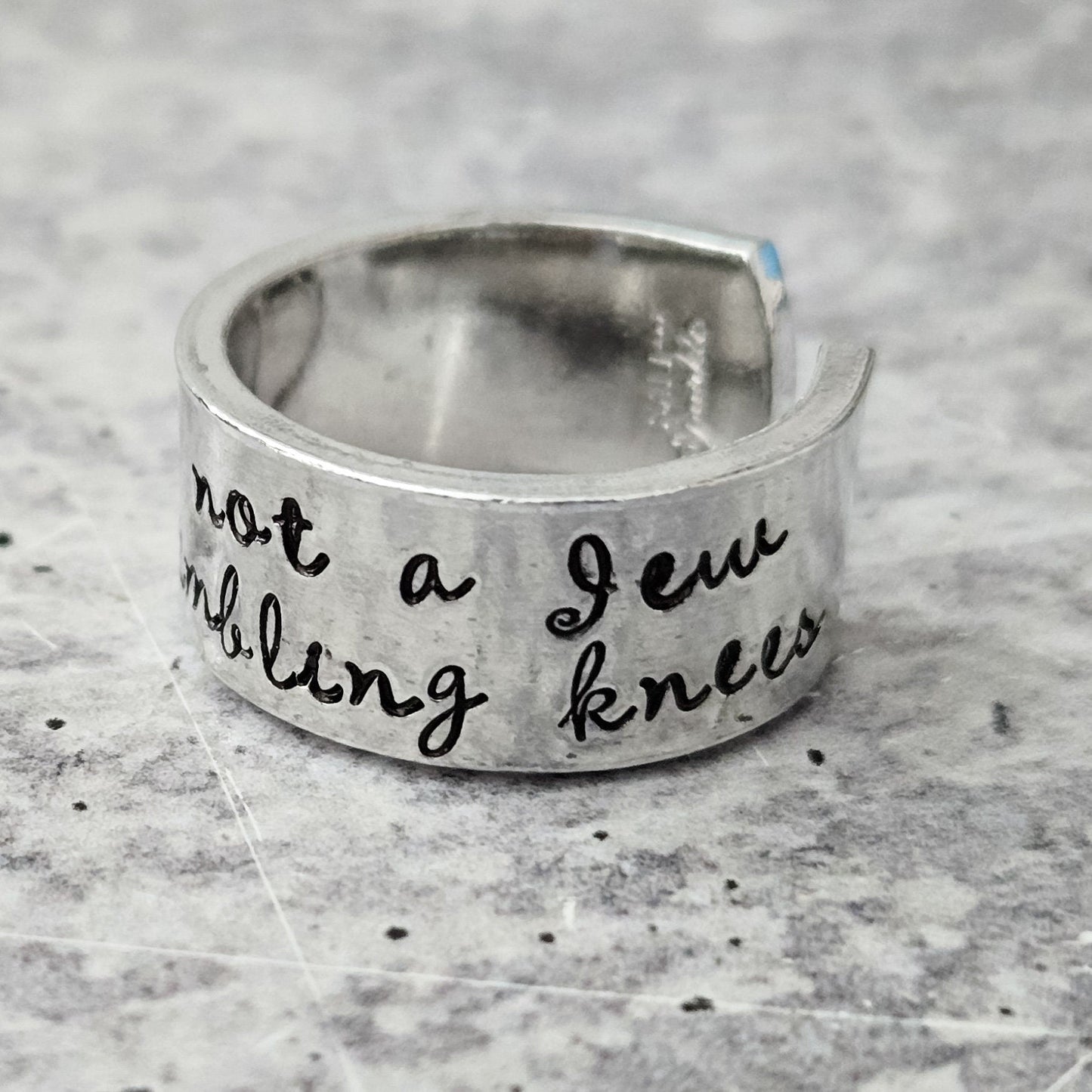Not a Jew with Trembling Knees Open Back Wide Band Ring