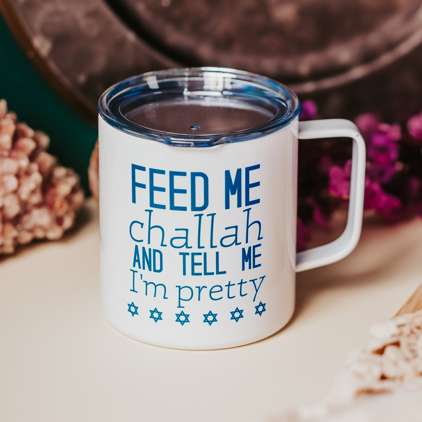 Feed Me Challah Insulated Travel Mug with Lid