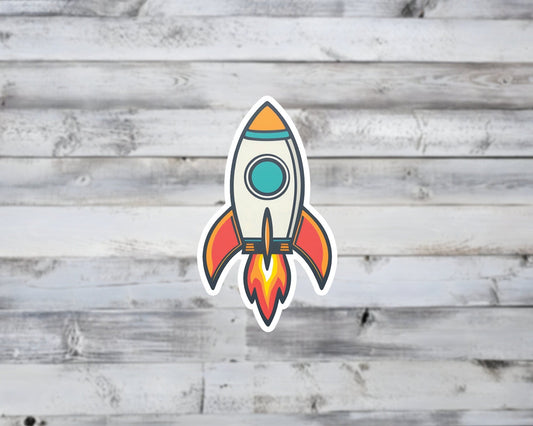 Retro Rocket Vinyl Sticker