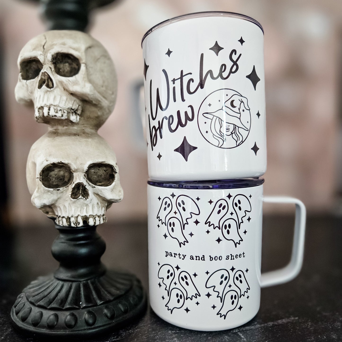 Party and Boo Sheet Halloween Travel Mug with Lid